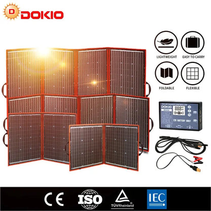 Fleksibel og foldbar solcellepanel (300W) Fra DOKIO nödstrøm.dk
