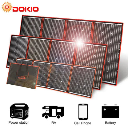Fleksibel og foldbar solcellepanel (300W) Fra DOKIO nödstrøm.dk