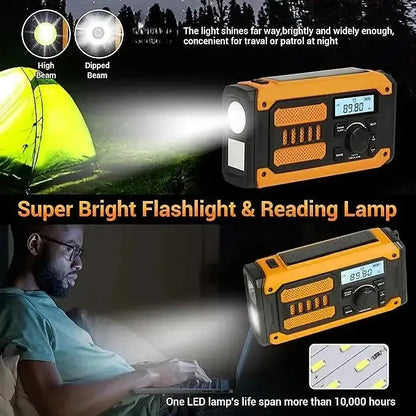 NEW Multifunctional Emergency FM AM Radio Bluetooth Speakers 5000mAh PowerBan DAB+ Radio Hand Crank Solar USB Charging nödstrøm.dk