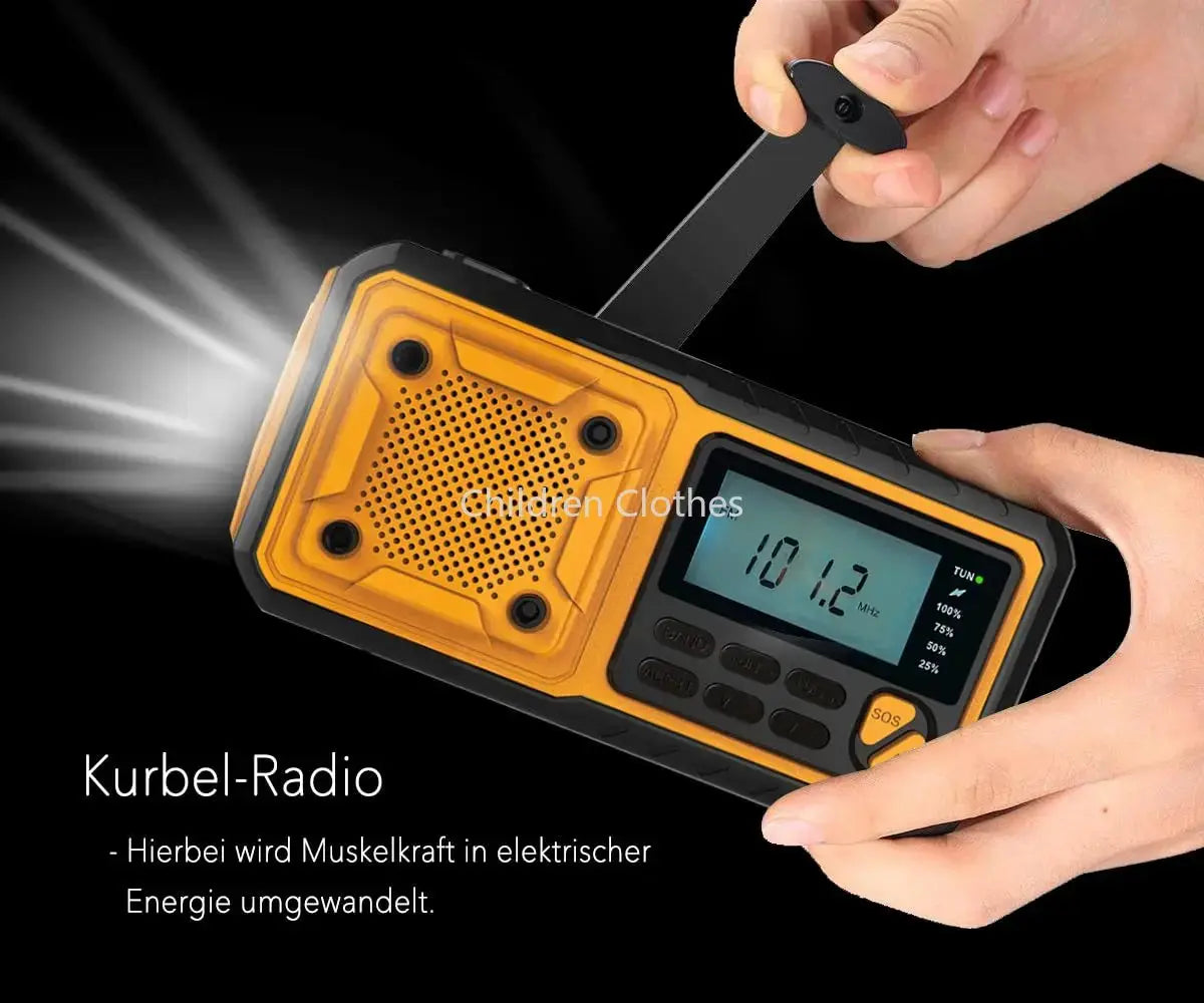 Multifunctional Hand Crank Solar USB Charging FM AM SW Radios Emergency LED Flashlight Torch 4000mAh Power for Camping nödstrøm.dk