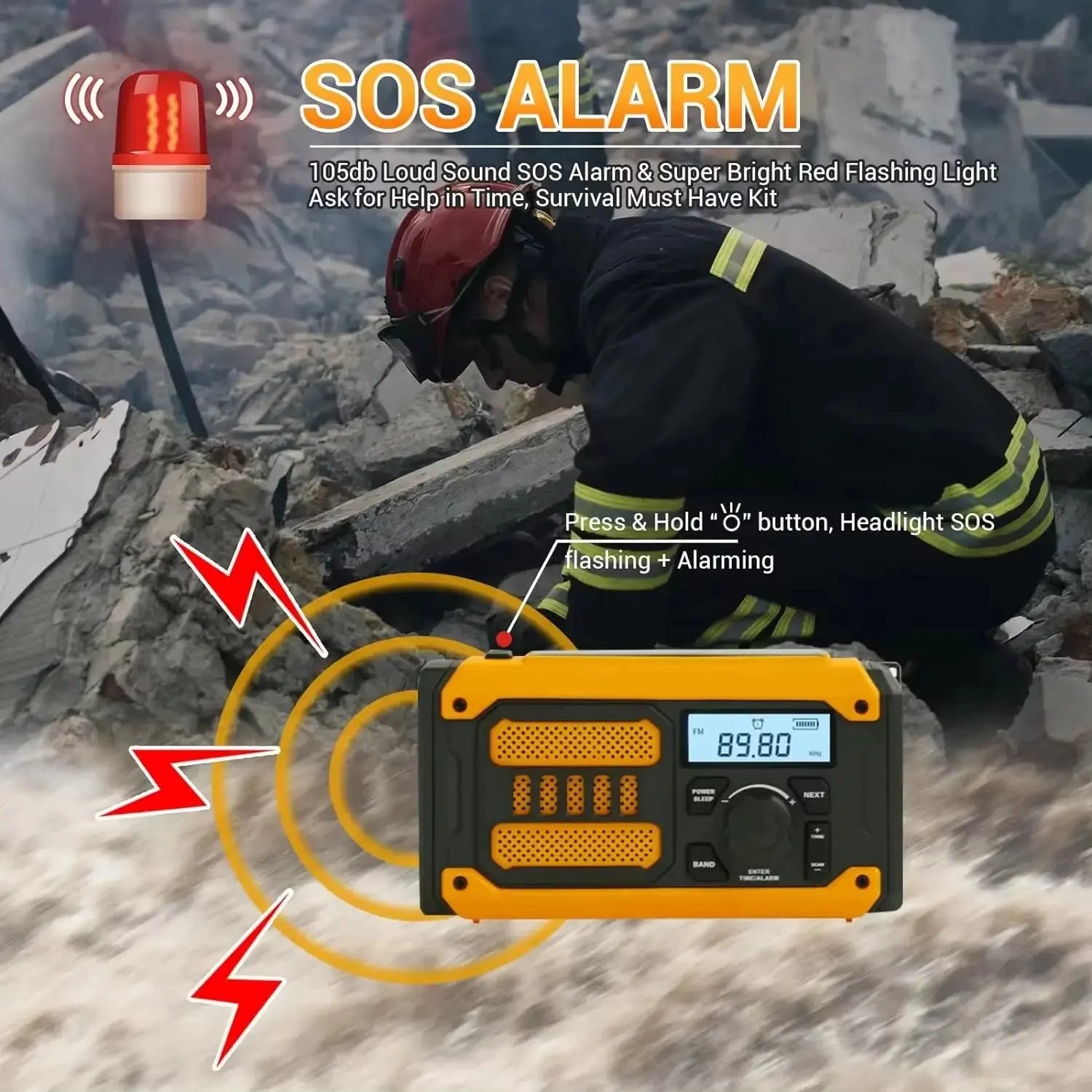NEW Multifunctional Emergency FM AM Radio Bluetooth Speakers 5000mAh PowerBan DAB+ Radio Hand Crank Solar USB Charging nödstrøm.dk