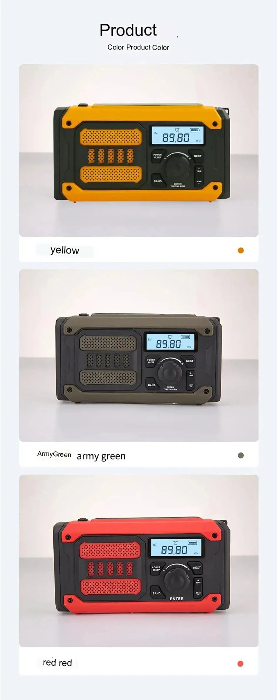 NEW Multifunctional Emergency FM AM Radio Bluetooth Speakers 5000mAh PowerBan DAB+ Radio Hand Crank Solar USB Charging nödstrøm.dk