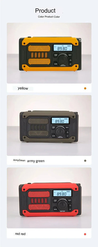 NEW Multifunctional Emergency FM AM Radio Bluetooth Speakers 5000mAh PowerBan DAB+ Radio Hand Crank Solar USB Charging nödstrøm.dk