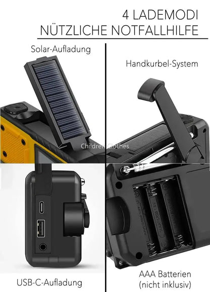Multifunctional Hand Crank Solar USB Charging FM AM SW Radios Emergency LED Flashlight Torch 4000mAh Power for Camping nödstrøm.dk