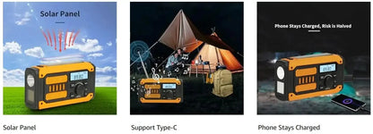NEW Multifunctional Emergency FM AM Radio Bluetooth Speakers 5000mAh PowerBan DAB+ Radio Hand Crank Solar USB Charging nödstrøm.dk