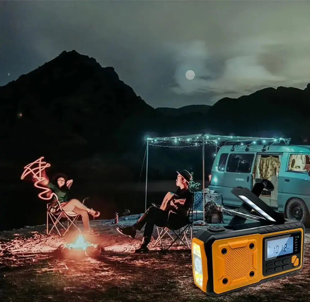 Multifunctional Hand Crank Solar USB Charging FM AM SW Radios Emergency LED Flashlight Torch 4000mAh Power for Camping nödstrøm.dk