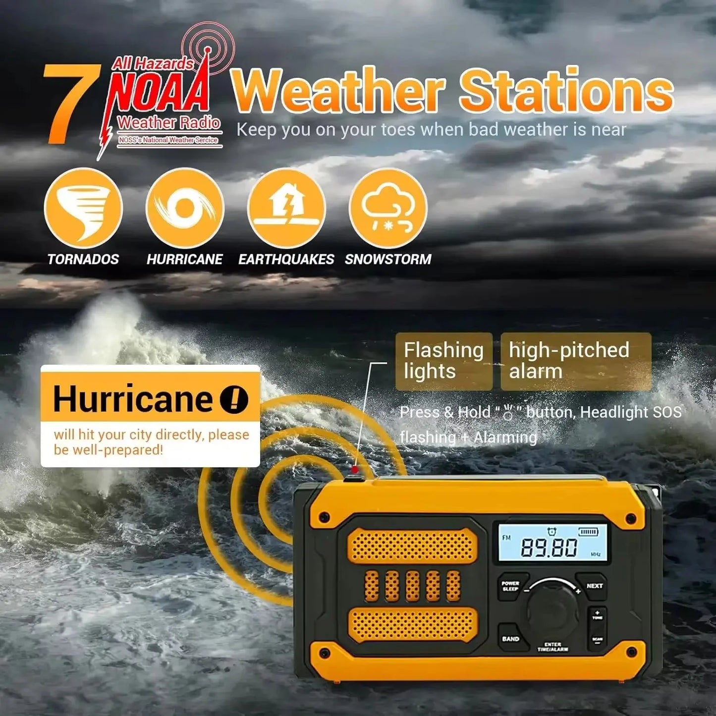NEW Multifunctional Emergency FM AM Radio Bluetooth Speakers 5000mAh PowerBan DAB+ Radio Hand Crank Solar USB Charging nödstrøm.dk