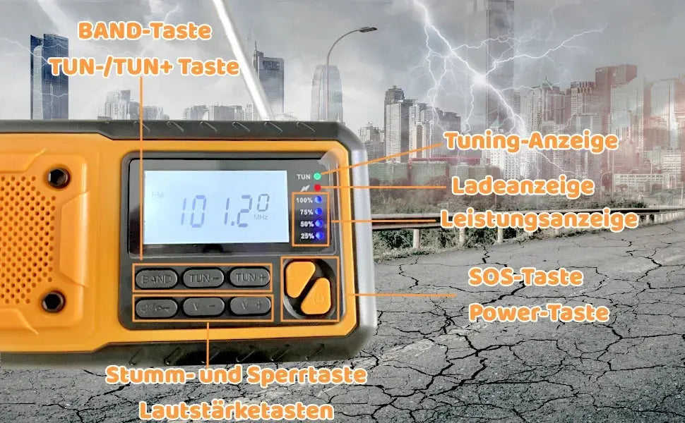 Multifunctional Hand Crank Solar USB Charging FM AM SW Radios Emergency LED Flashlight Torch 4000mAh Power for Camping nödstrøm.dk