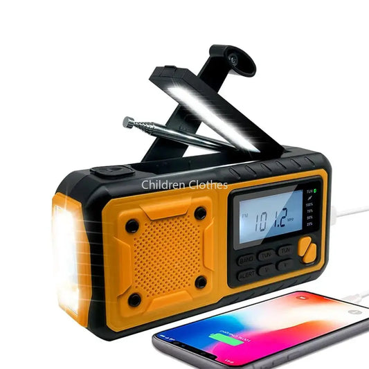 Multifunctional Hand Crank Solar USB Charging FM AM SW Radios Emergency LED Flashlight Torch 4000mAh Power for Camping nödstrøm.dk