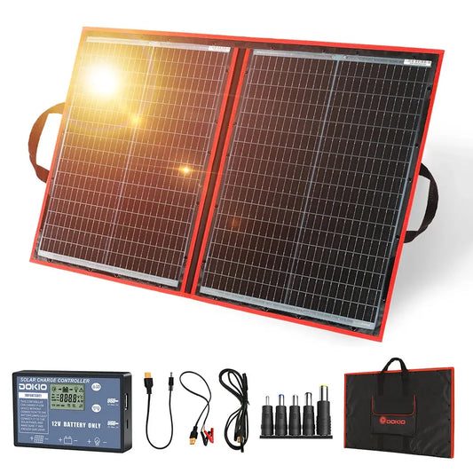 fleksibel og foldbar (100W) solcellepanel fra DOKIO nödstrøm.dk