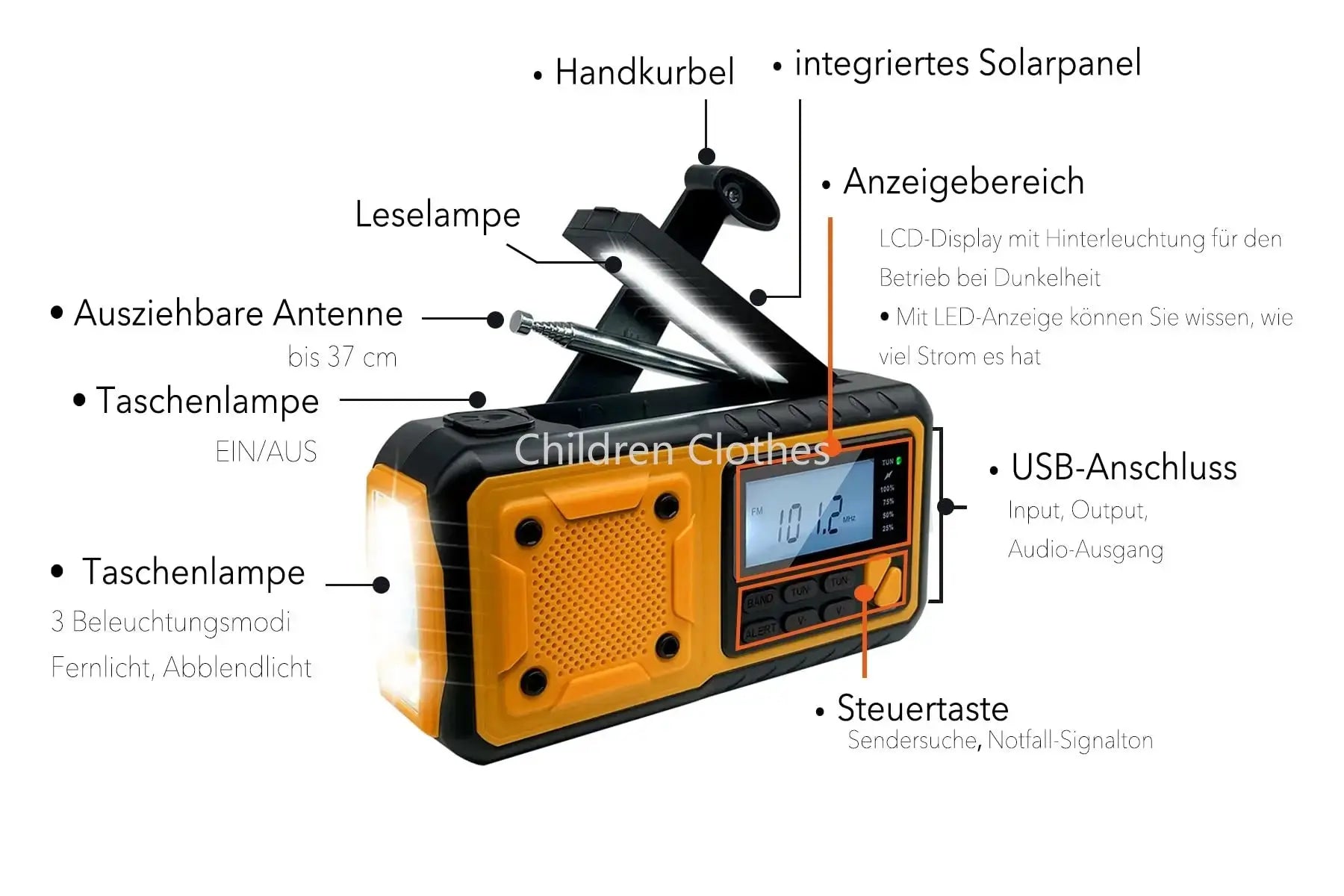 Multifunctional Hand Crank Solar USB Charging FM AM SW Radios Emergency LED Flashlight Torch 4000mAh Power for Camping nödstrøm.dk