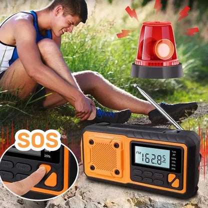 Multifunctional Hand Crank Solar USB Charging FM AM SW Radios Emergency LED Flashlight Torch 4000mAh Power for Camping nödstrøm.dk