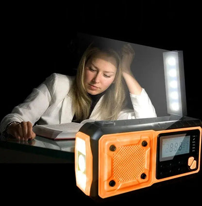Multifunctional Hand Crank Solar USB Charging FM AM SW Radios Emergency LED Flashlight Torch 4000mAh Power for Camping nödstrøm.dk
