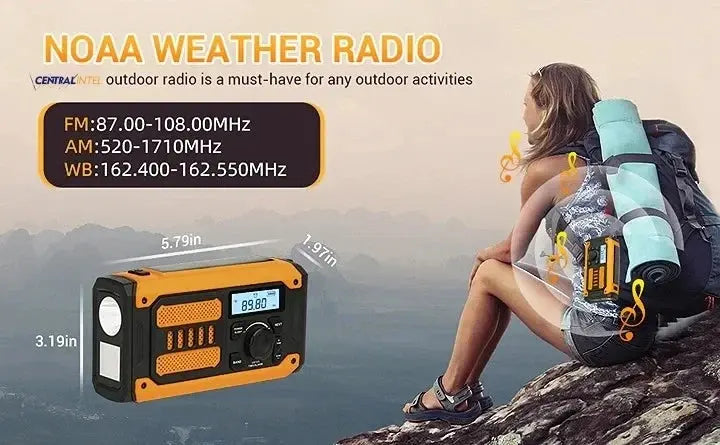 NEW Multifunctional Emergency FM AM Radio Bluetooth Speakers 5000mAh PowerBan DAB+ Radio Hand Crank Solar USB Charging nödstrøm.dk