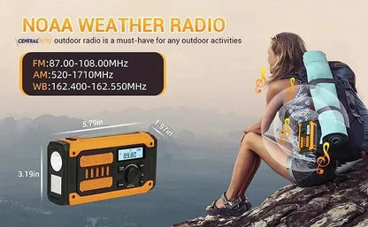NEW Multifunctional Emergency FM AM Radio Bluetooth Speakers 5000mAh PowerBan DAB+ Radio Hand Crank Solar USB Charging nödstrøm.dk