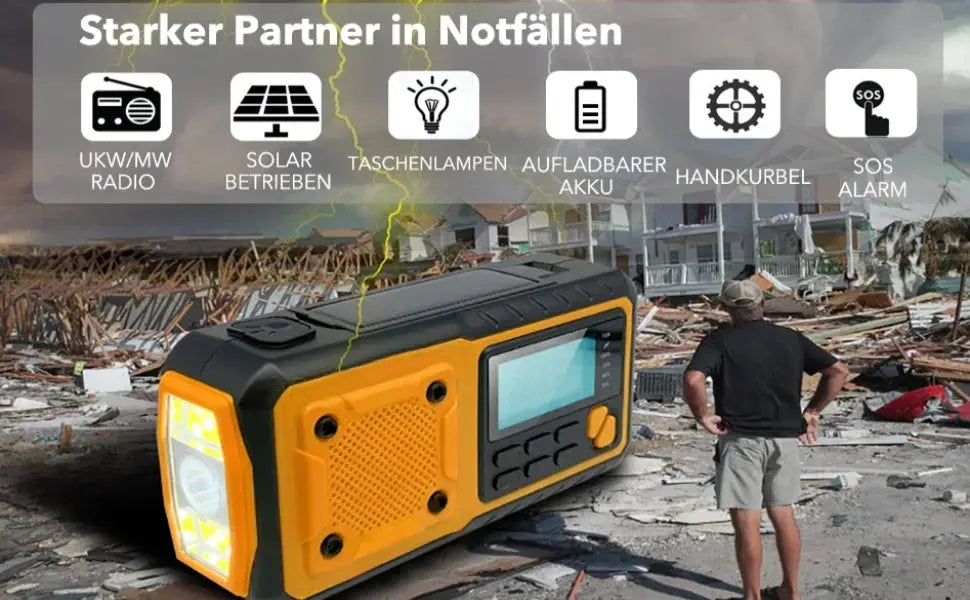 Multifunctional Hand Crank Solar USB Charging FM AM SW Radios Emergency LED Flashlight Torch 4000mAh Power for Camping nödstrøm.dk