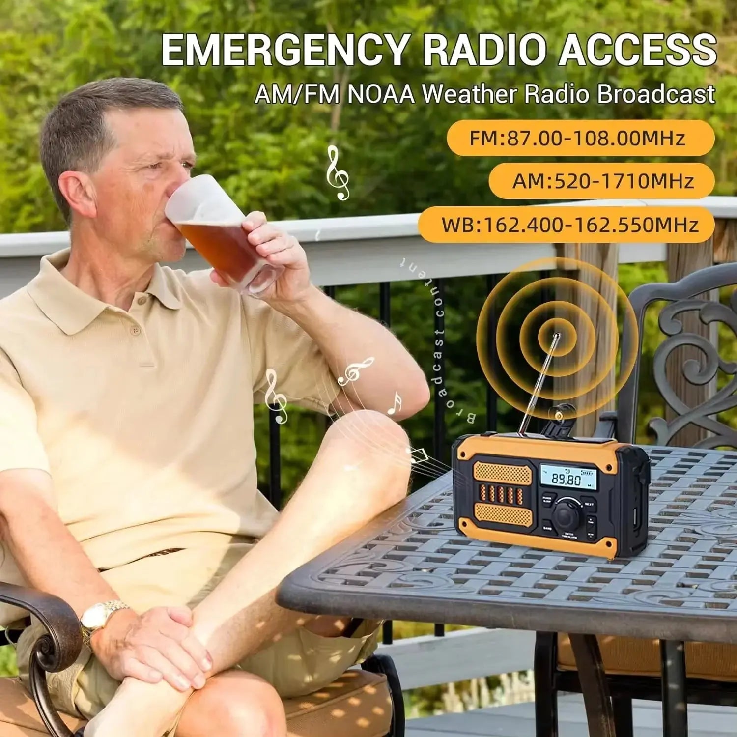 NEW Multifunctional Emergency FM AM Radio Bluetooth Speakers 5000mAh PowerBan DAB+ Radio Hand Crank Solar USB Charging nödstrøm.dk